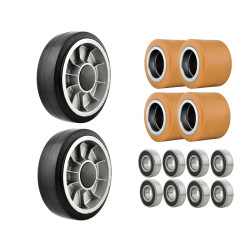 Zestaw kół gumowych i rolek...